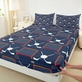thumbnail image 3 of Manfei Ice Hockey Theme Full Size Sheets 4-Piece, Boys Sport Bed Sheets, Navy Blue Red Sheet Sets, Luxury Bedroom Decor, 3 of 7
