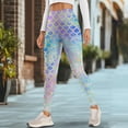 thumbnail image 4 of Renewold Mermaid Scales Tie-dye Yoga Leggings for Women with Pockets Trendy Running Yoga Pants High Waisted Tummy Control Graphic Pants Tights for Cycling Yoga Sports, XL, 4 of 8