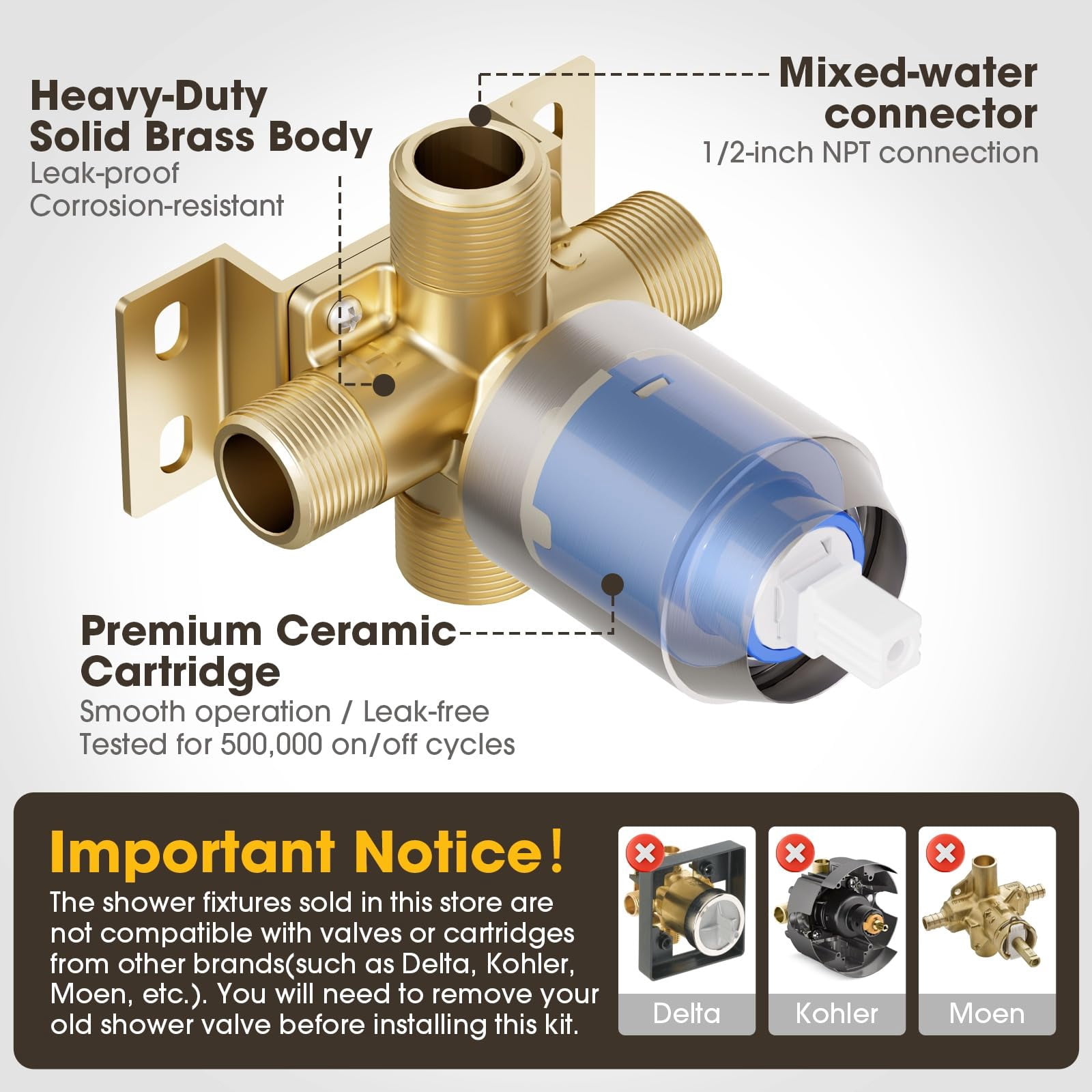 Shower Faucet Set Bathtub with Valve Included, 6 Inch Head, Black