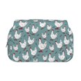 thumbnail image 2 of Rateoe Farm Birds Pattern Double Clamshell Pen Case, Storage Organizer with Two Zipper Compartments– Holds Up to 50 Pencils & Pens, 2 of 7