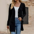 thumbnail image 2 of idosla Women's 2025 Fall Fashion Cardigan Lightweight Soft Knit Cardigan for Women Long Sleeve Open Front Coat with Pockets (Black, M), 2 of 8