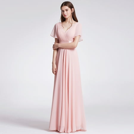 Ever-Pretty Womens Formal Evening Floor-Length Short Sleeve Mother of the Bride Maxi Dresses for Women 09890 Pink (Best Rehearsal Dinner Dresses For Bride)