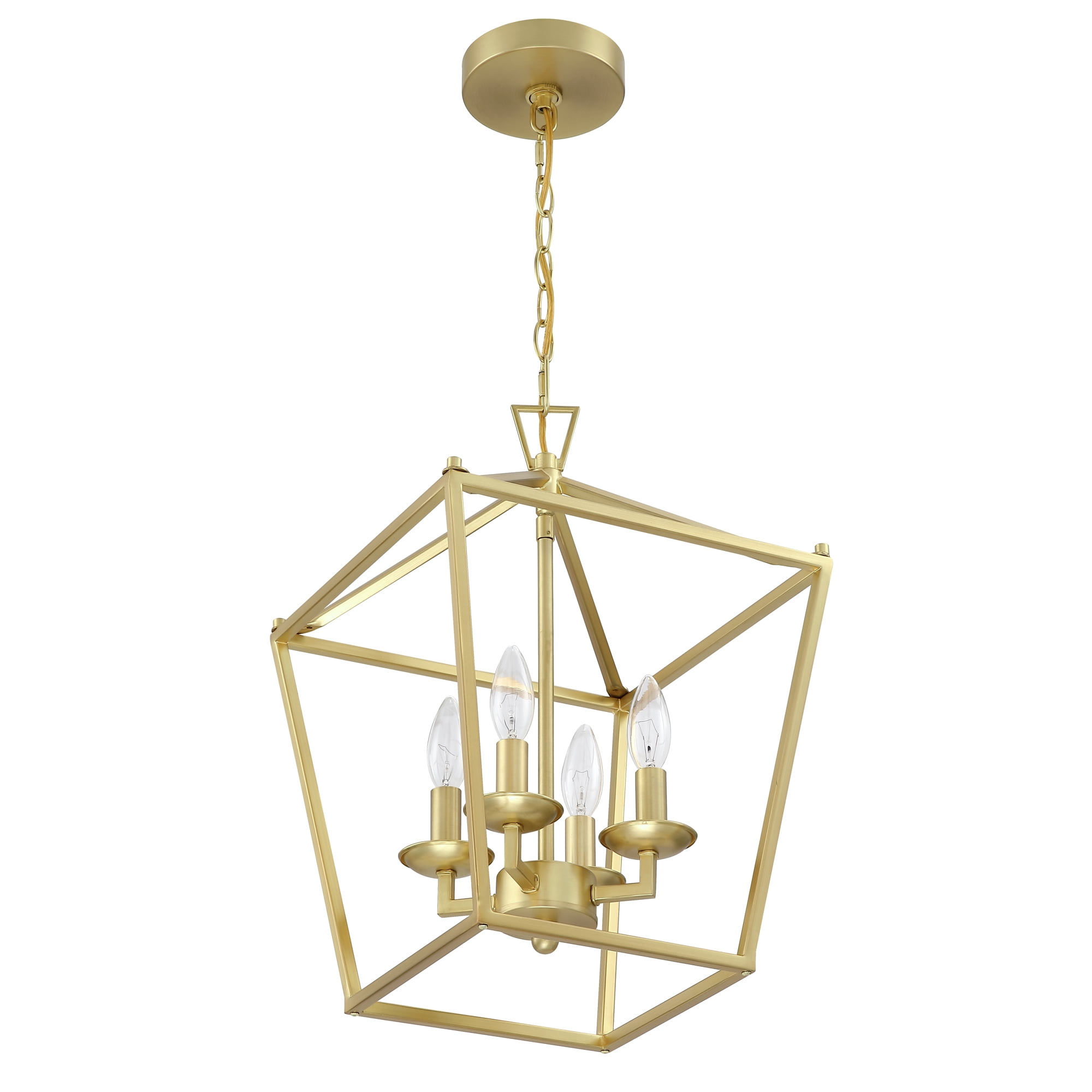 12" 4-Light Gold Pendant Lighting for Kitchen Geometric Ceiling Mount Light Fixture with Adjustable Hanging Chain for Dining Room, Hallway