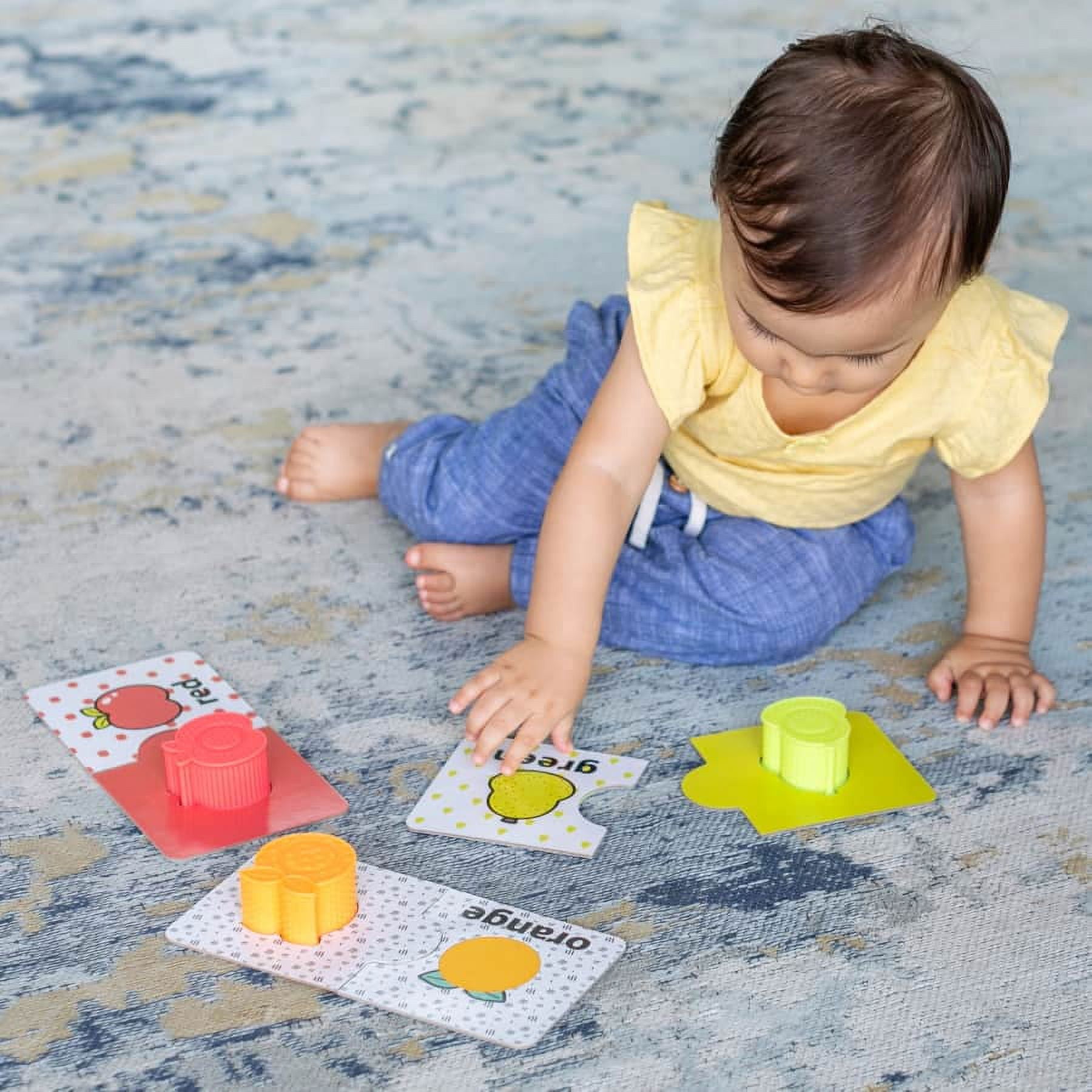 Infantino My 1st Sensory and Shapes Jigsaw Puzzle, 12+ Months, Multicolor Fruit-Themed, 24-Piece Set