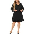 thumbnail image 2 of Agnes Orinda Women's Plus Size Lace Floral V Neck 3/4 Sleeves Button Blouse 4X Black, 2 of 6