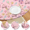 thumbnail image 4 of Pink Princess Carriage Crown Pattern Round Fitted Tablecloth with Elastic Edge,Dining Table Cover Waterproof,Outdoor Round Tablecloth for Camping,Dining,Indoor and Outdoor, 4 of 7