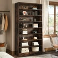 thumbnail image 2 of Fnova 70.87"H Tall Storage Shelf, Modern Freestanding Wooden Bookshelf with 8 Adjustable Shelves, Large Open Bookcase Display Organizer for Living Room, Bedroom, Home Office, Dark Brown, 2 of 20