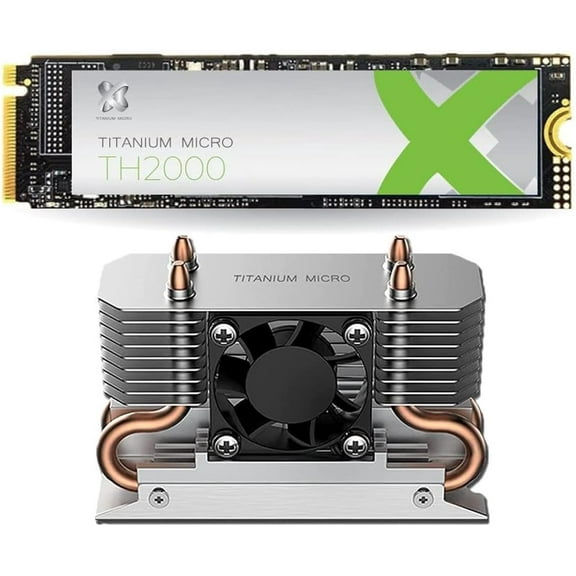 Titanium Micro TH2000 500GB PCIe NVMe Gen 3 M.2 2280 Internal SSD with Nitro Pro M.2 NVMe Cooler Heatsink with 30mm Fan