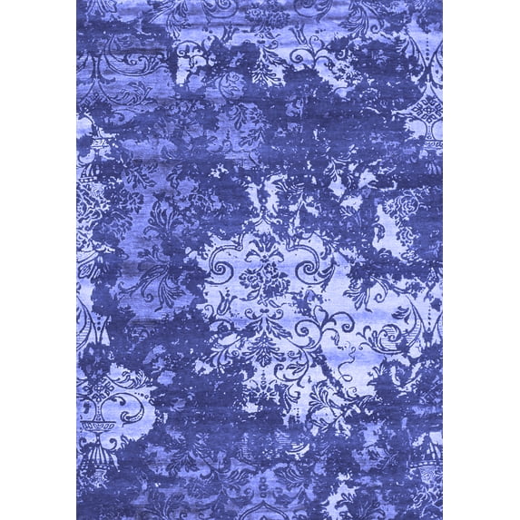 Ahgly Company Indoor Rectangle Abstract Blue Contemporary Area Rugs, 3' x 5'