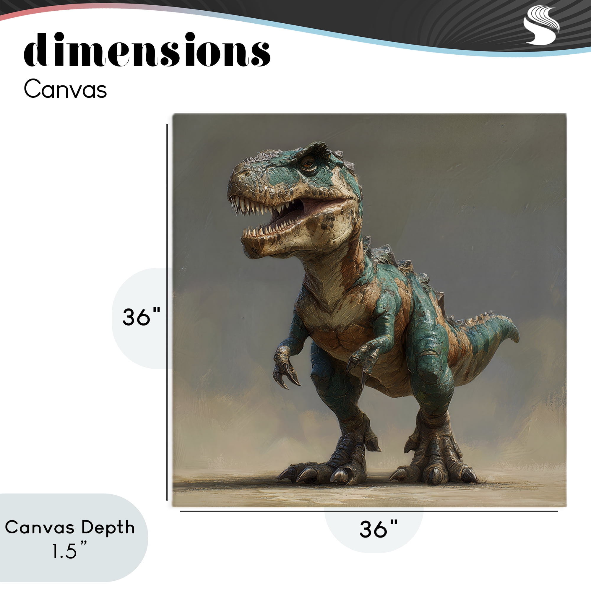 Stupell Industries Turquoise T-Rex Study Canvas Wall Art, design by Wumples