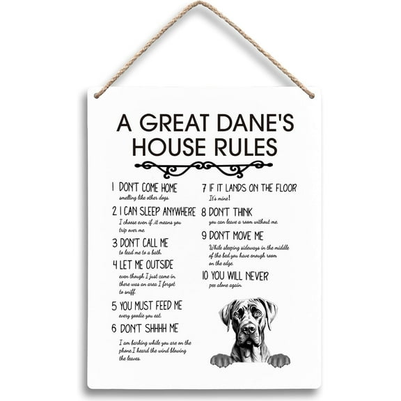 Zomyto A Great Dane‘s House Rules Dog Wooden Signs 8x10, Great Dane Gifts, Dog Signs for , Dog Wall Decor