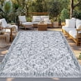 thumbnail image 2 of Grey Flowers Outdoor Rug for Patio/Deck/Porch, Non-Slip Large Area Rug 4 x 6 Ft, Spring Floral Farmhouse Retro Art Indoor Outdoor Rugs Washable Area Rugs, Reversible Camping Rug Carpet Runner, 2 of 8