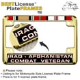 thumbnail image 2 of Motorcycle Domed Custom-Made Personalized Metal License Plate Frame with Iraq Afghanistan Combat Veteran & Ribbons Design - Gold, 2 of 7