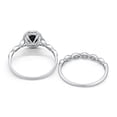 thumbnail image 4 of Halo Bridal Set Piece Oval Ring Black CZ 925 Sterling Silver Size 11, 4 of 5