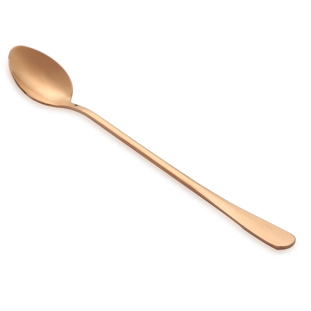 Cuchara de hielo con mango largo de acero inoxidable vajilla de cucharas café oro rosa