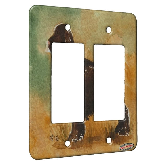 KuzmarK™ 2 Gang Rocker Wall Plate - Liver Field Spaniel Dog Art by Denise Every