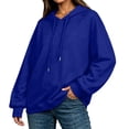 thumbnail image 2 of Taqqpue Women Long Sleeve Shirts Lightweight Drawstring Hooded Sweatshirt Loose Fit Fall Winter Oversized Pullovers Tops with Pockets for Women, 2 of 5