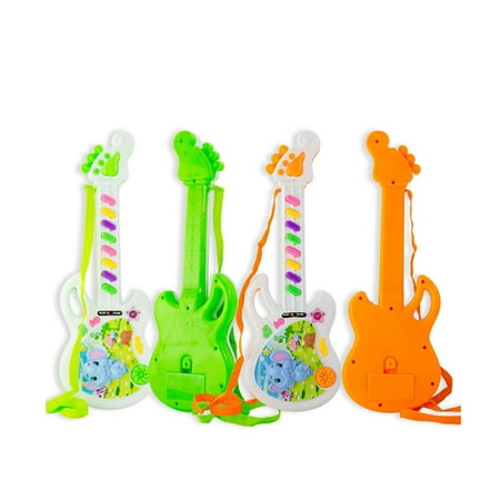 Gqtwoy Handheld Musical Electronic Toy Guitar - Light-Up with Four Sound Effects Interactive Music Toy for Boys and Girls Random Colors