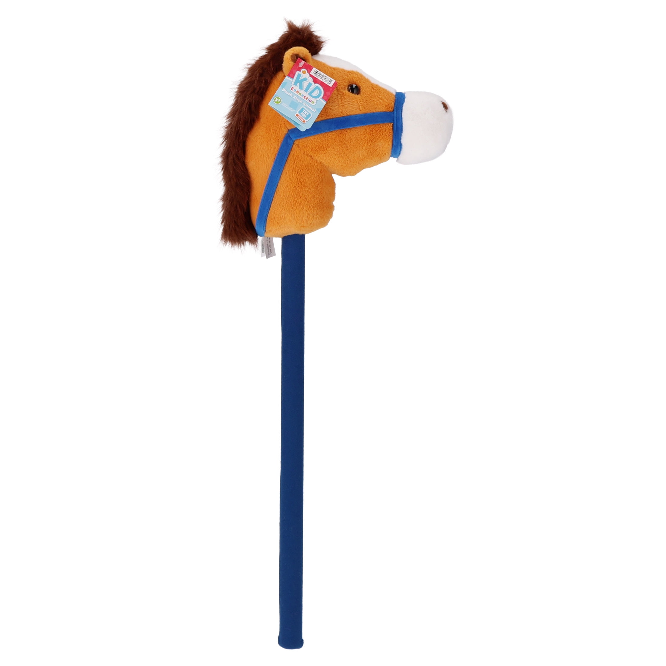 Kid Connection Plush Riding Stick Horse, Brown , 33inch H