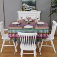 thumbnail image 2 of Purple Boho Tribal Stripes and Hearts Pattern Round Tablecloth 60"x60",Wrinkle Wipeable Table Cloth for Kitchen Dining Room Picnic Patio Party, 2 of 6