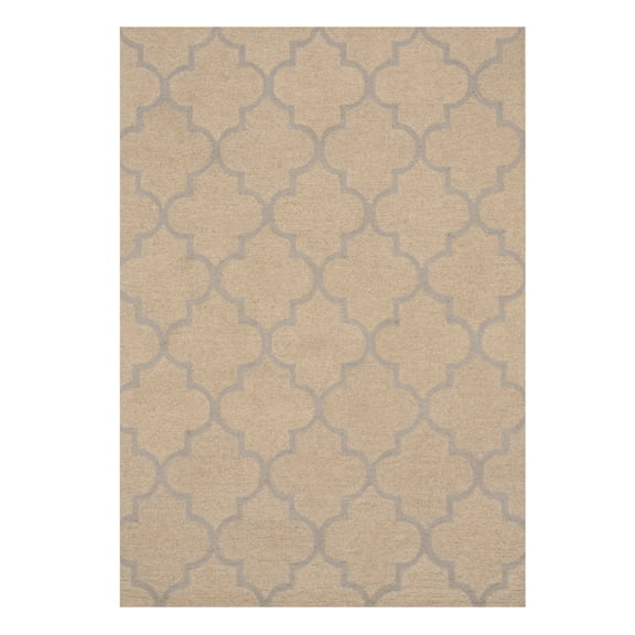 Hand-tufted Wool Beige Traditional Trellis Moroccan Rug