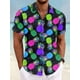 thumbnail image 5 of Camisa de hombre con estampado tropical de piña, camisa hawaiana de verano, informal, para vacaciones, verano, primavera, camisa de manga corta con cuello vuelto, tela elástica, 5 of 5