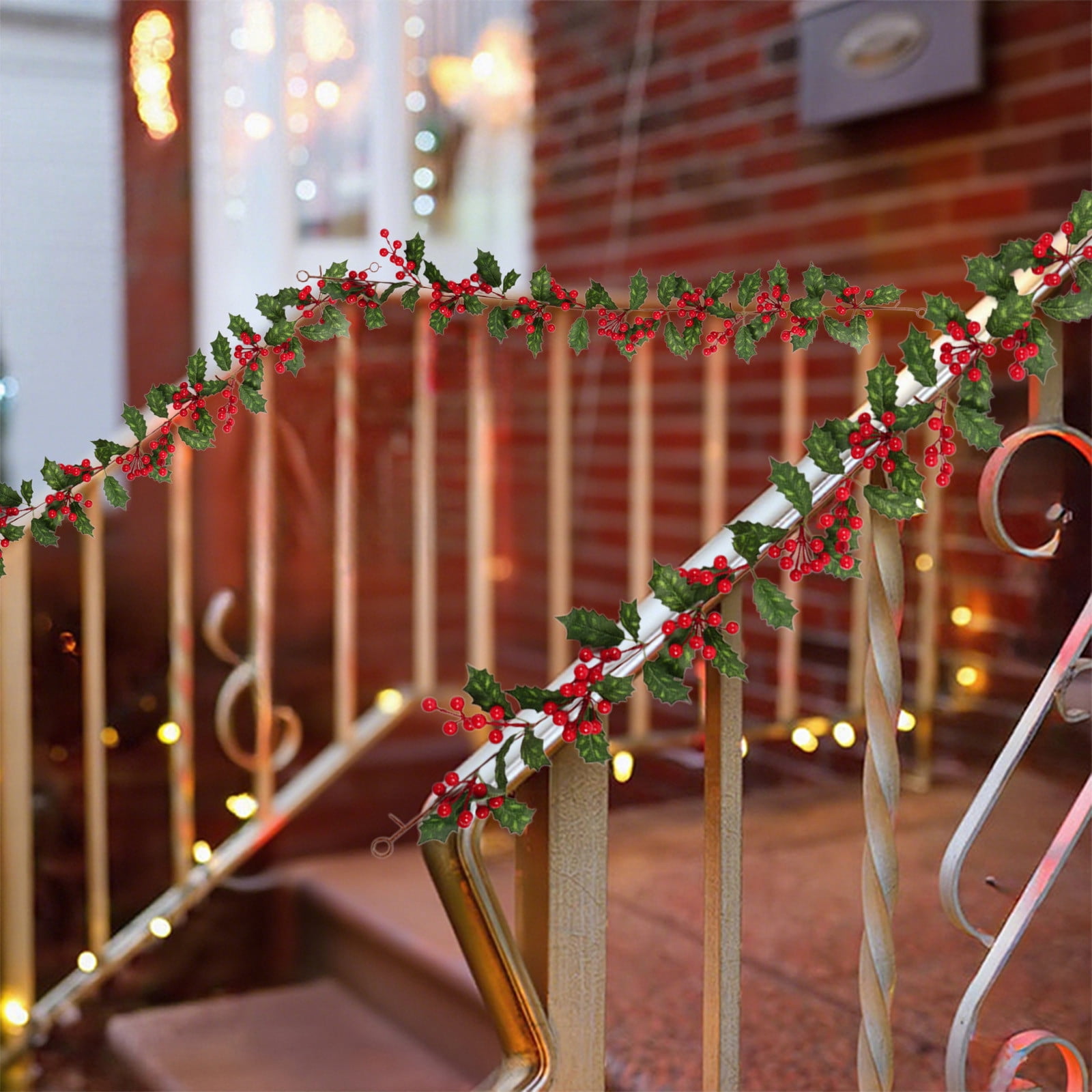 Guirlande de Noël Artificielle avec Baies Rouges pour Décoration Intérieure Extérieure Cheminée Manteau et Arbre Ensemble de 1 Pack Poids 0.33 Lb
