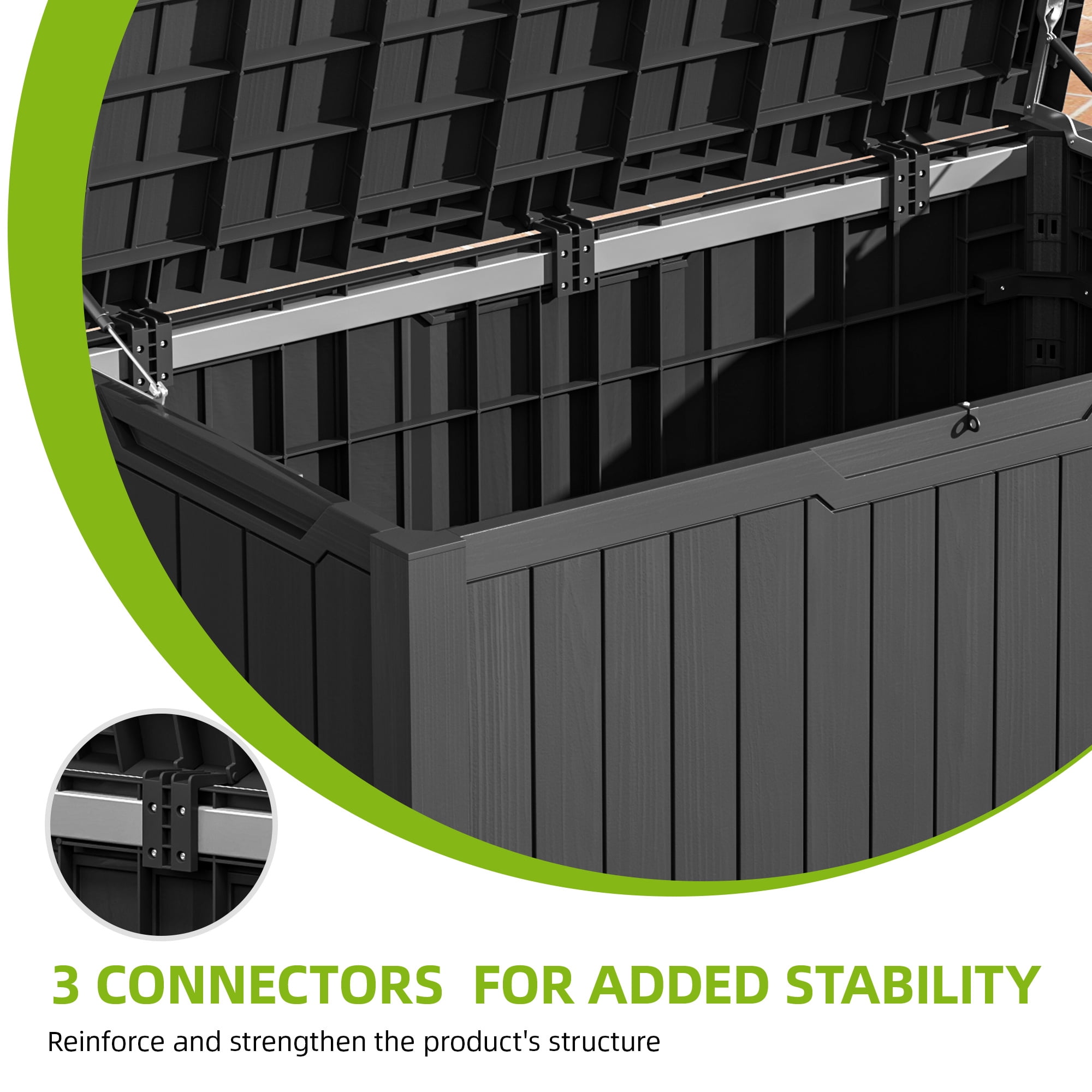 Uforic 240 Gallon XXL Lockable Resin Outdoor Deck Box, Weather Resistant Storage Container, Dark Gray