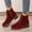 Wine, variant on Womens Winter Boots,Solid Color Mid Heel Lace Up Martin Boots Round Toe Winter Fall Casual Dress Boots Fashion Boots