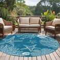 thumbnail image 4 of Blue Coastal Round Area Rug 6Ft Washable Circle Rugs for Bathroom Office, Starfish Coral Summer Beach Ocean Non-Slip Carpet Floor Mats Indoor Outdoor Carpet Runner Aesthetic Home Decor, 4 of 8