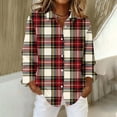 thumbnail image 6 of Enjoytime Womens Blouse Trendy Plaid Collared V Neck Button Down Shirts Business Casual Work Long Sleeve Tops, 6 of 8