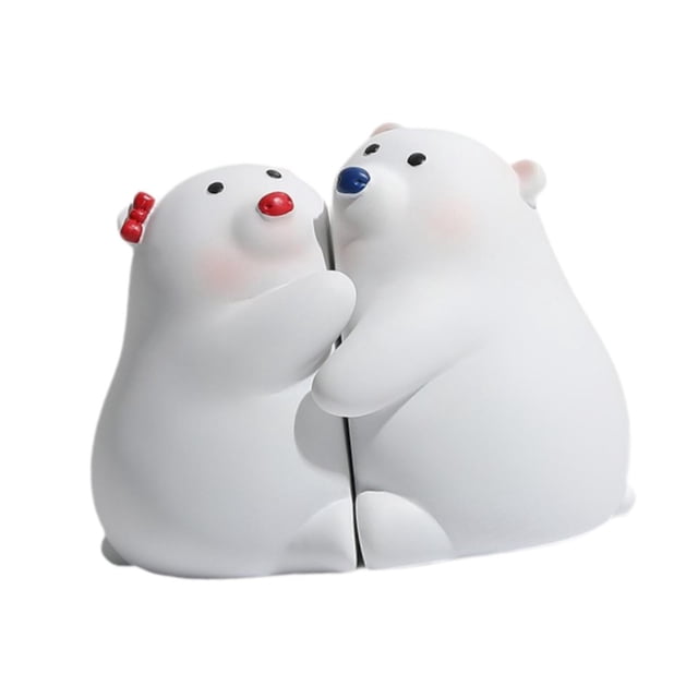 2 sujetalibros de oso abrazable para sala de estar, decoración de estantería, soporte para libros de oso rojo azul