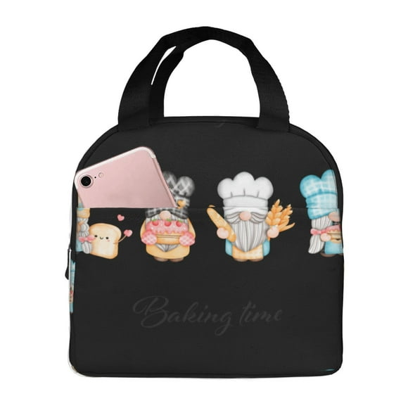 Vsdgher Little Chef Gnome Print Lunch Bag, Lunch Box for Women Adult Men, Lunch Tote Insulated Cooler Lunch Container for Work/Office/Picnic/Travel