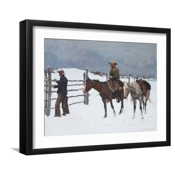 Art.com The Fall of the Cowboy Premium Giclee Print by Frederic Sackrider Remington, Black Frame Wall Art, 21" x 17"