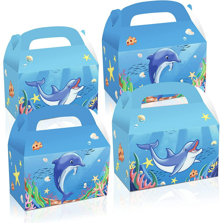 INTEROOKIE Party Treat Bags - 12 Pack Gift Bags, Ocean Dolphin Party  Supplies, Paper Favour Bags, Goodie Bags for Kids, Underwater Design, 5.2 x  8.7 x 3.3 Inches 