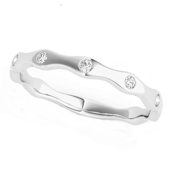AoneJewelry 10K 0.15 Carat Bezel Set Solid Rose, White & Yellow Gold Diamond Wedding Band