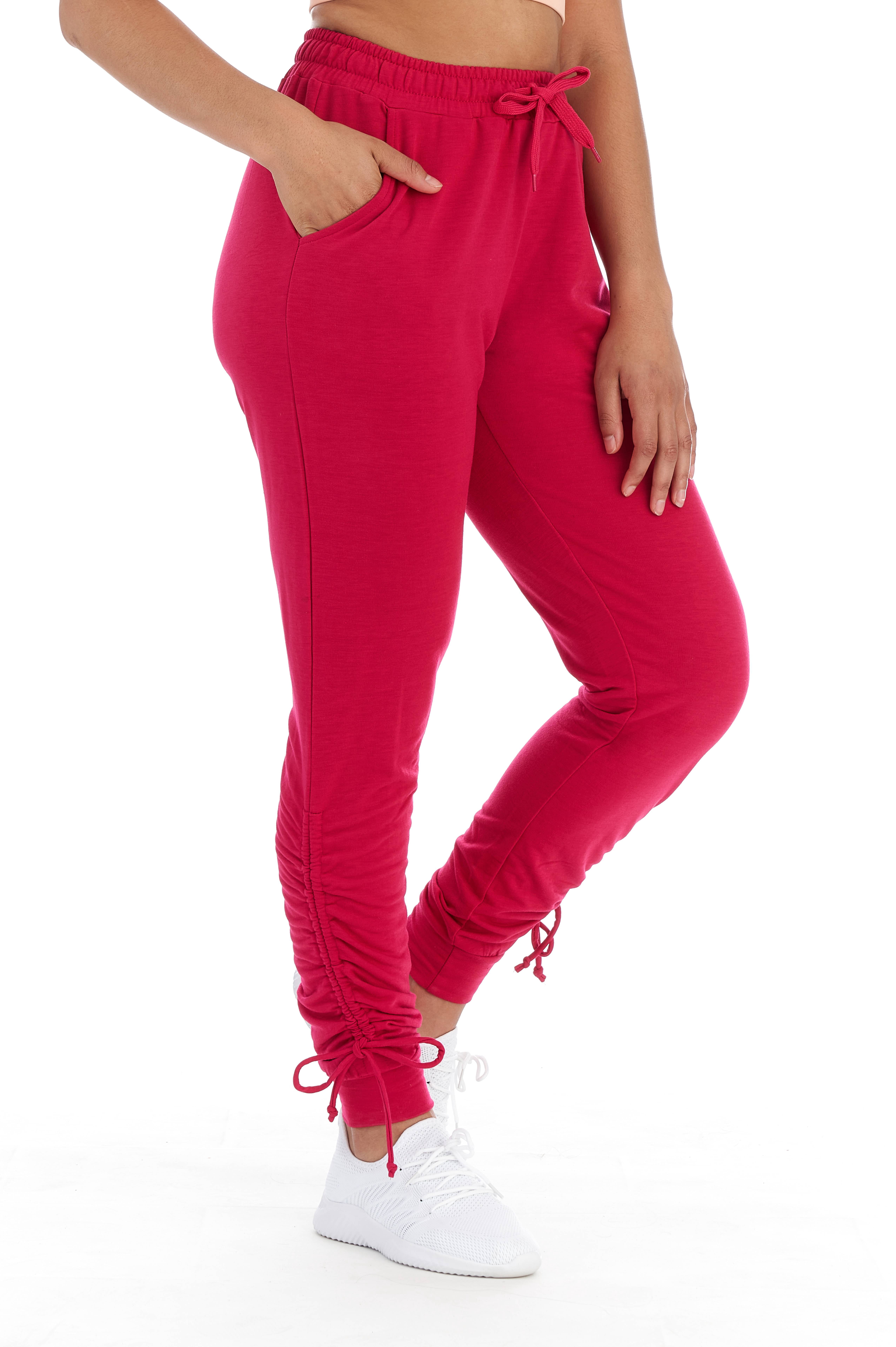 BSP Women's Athleisure Fleece Jogger Sweatpants With Rouching