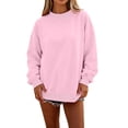 thumbnail image 2 of Polka Dot Mock Neck Sweatshirt Women Oversized Cute Fall Baggy Sweatshirt Casual, Long Sleeve, Loose Fit, Cozy, Soft, Cotton Sweaters Pink 2XL, 2 of 5
