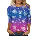 thumbnail image 2 of Feancey Merry Christmas 3/4 Sleeve Tshirts for Women Casual Loose Fit Tops Novelty Xmas Tree Print Round Neck Blouse Dressy Trendy Xmas Party Shirt Purple 3XL, 2 of 5
