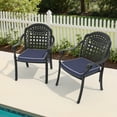 thumbnail image 6 of Hzzkey 2-Piece Outdoor Aluminum Dining Armchair Set, Black Frame with Blue Cushions, All-Weather Rust-Resistant, 6 of 10