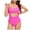 Hot Pink, variant on WREESH Womens One Piece Swimsuit Cutout Solid Color Swim Suits Halter Neck Strappy Back-Beautiful Pleated Belly Cover Slim Swimsuit Sleeveless Bathing Suits Hot Pink