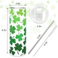 thumbnail image 2 of St. Patrick''s Day Tumbler with Lid and Straw Green Shamrock Stainless Steel Cup Lucky Clover Tumbler Cup for Irish Party Decor Home Office Supplies, 2 of 6