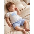 thumbnail image 5 of BemeyourBBs Toddler Baby Girls Summer Clothes Cute Infant Baby Girl 2 Piece Outfits Short Sleeve Dolphin Embroidery Ruffle T Shirt Tops Plaid Shorts Sets Toddler Girl Summer Outfit, 5 of 7
