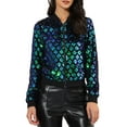 thumbnail image 1 of INSPIRE CHIC Blouson Bomber Court à Paillettes pour Femme à Col Montant à Manches Longues avec Fermeture Éclair, 1 of 7
