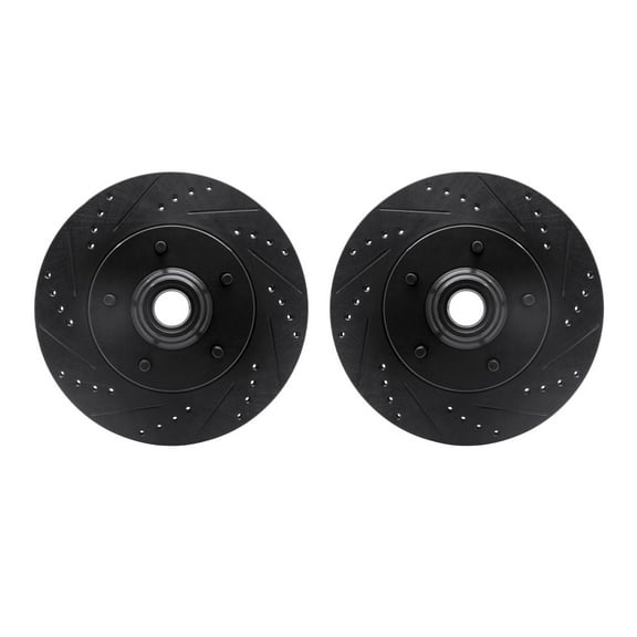 Dynamic Friction Company Front Brake Rotors-Drilled and Slotted-Black 8002-54085