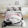 thumbnail image 3 of Pink Bed in a Bag King Size Comforter Set 7 Pieces,Gradient Black White Grey Abstract Ombre Bedding Sets,Watercolor Brush Oil Painting Sheet Set with Comforter Modern Graffiti Art Room Decor, 3 of 6