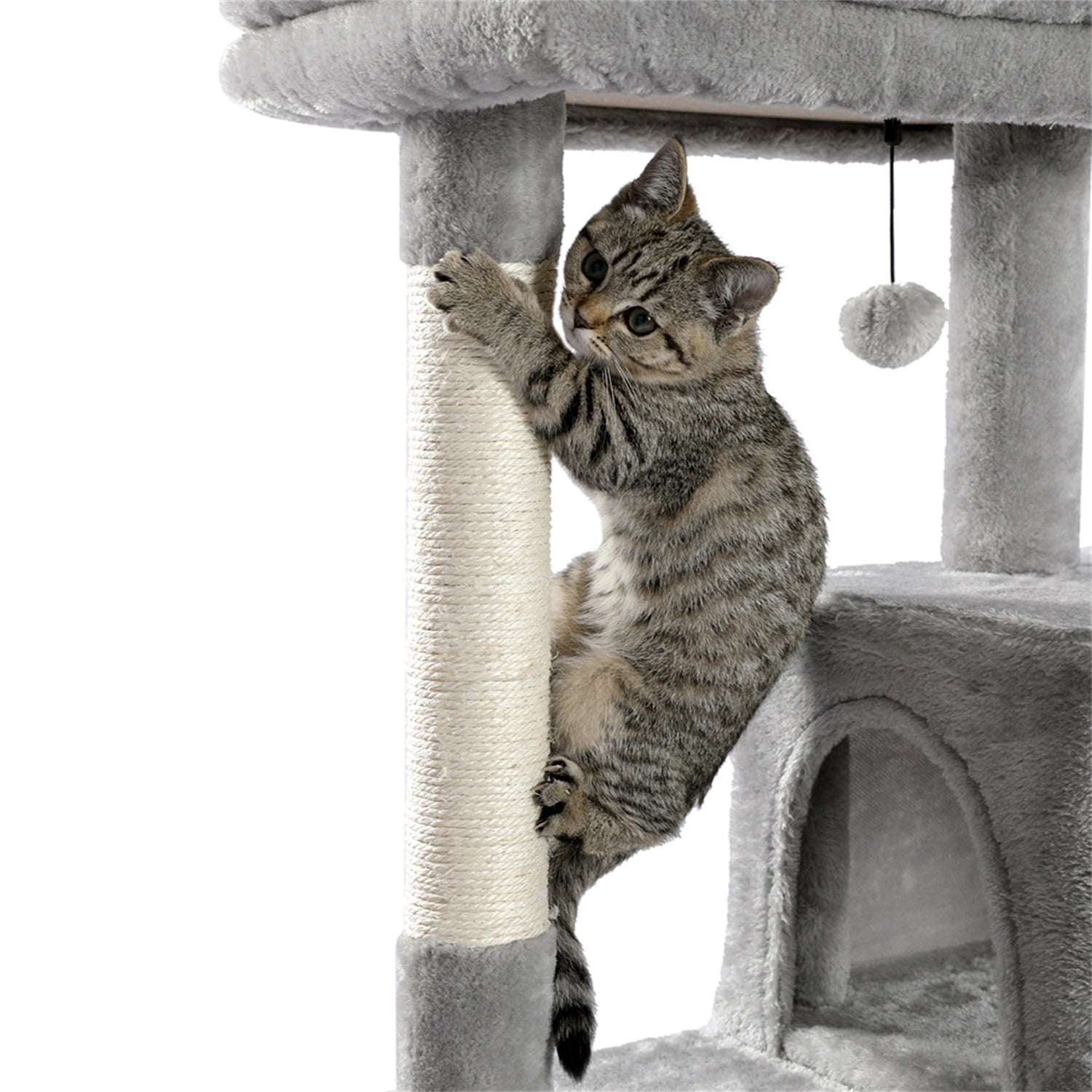 Pefilos 56" Wooden Cat Tower House for Large Cats Cat Tree for Indoor Cats with Cozy Cat Condo, Super Large Hammock and Plush Perches, Gray Pefilos 56" Wooden Cat Tower House for Large Cats Cat Tree for Indoor Cats with Cozy Cat Condo, Super Large Hammock and Plush Perches, Gray