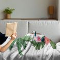thumbnail image 3 of Vintage Nautical Tattoo Soft Flannel Fleece Throw Blanket, Tropical Palm Trees Anchor and Exotic Hibiscus, Cozy Plush for Indoor and Outdoor Use, 70" x 90", Peacock Green Multicolor, by Ambesonne, 3 of 5