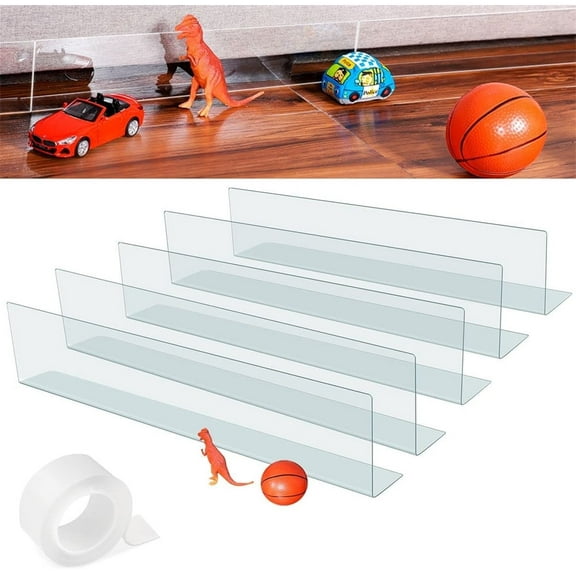 NOGIS Under Couch Blocker for Pets and Kids Toys - 5 Pack Transparent Under Bed Blocker for Dogs and Cats Safety Plastic with Strong Adhesive to Prevent Things from Getting Under The Furniture