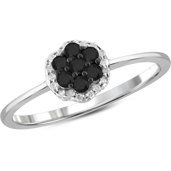 JewelersClub Sterling Silver 1/4 Carat Black & White Diamond Ring for Women | Diamonds for Everyday Womens Wear